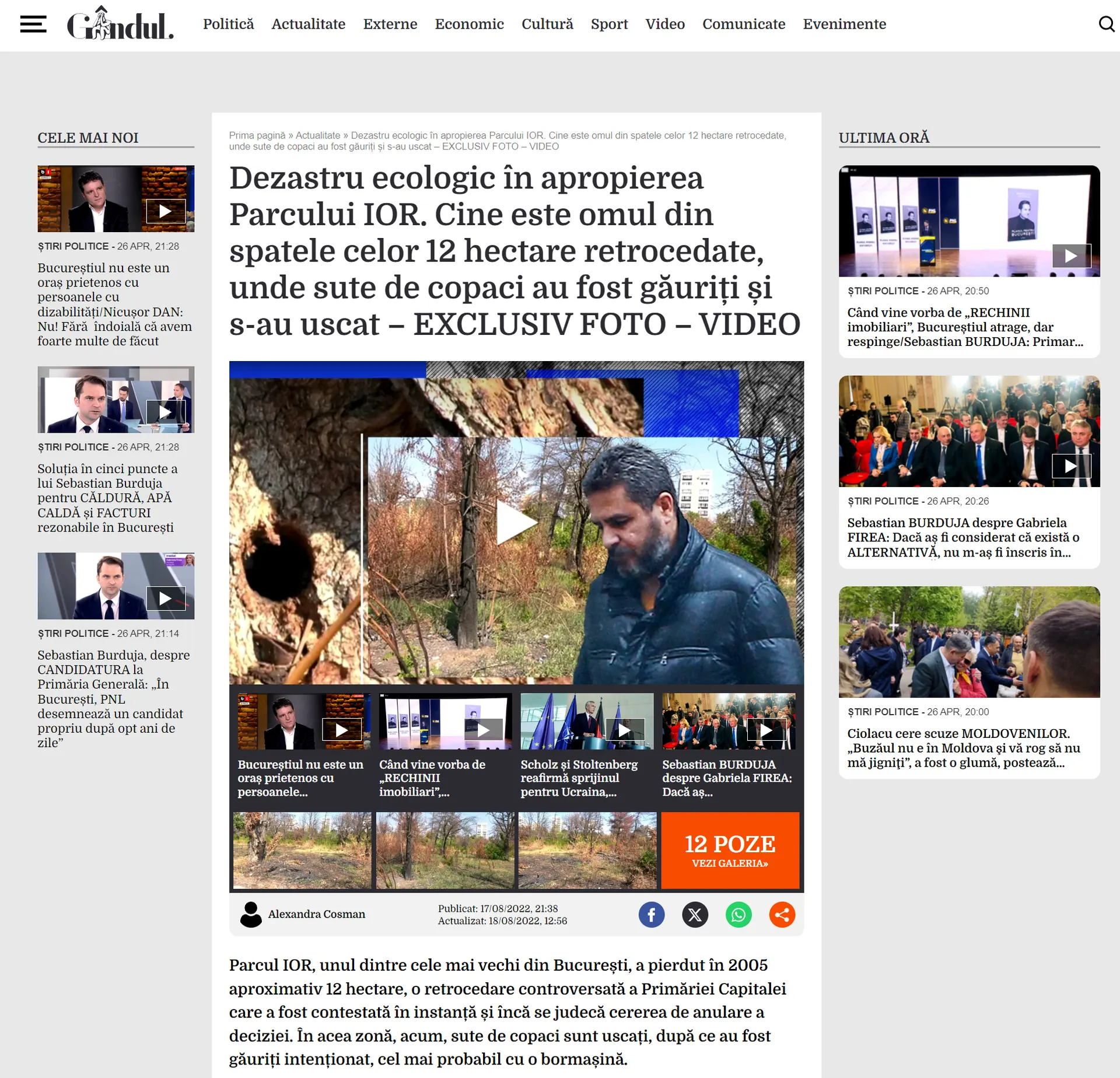 Urmele otrăvirii arborilor din Parcul IOR